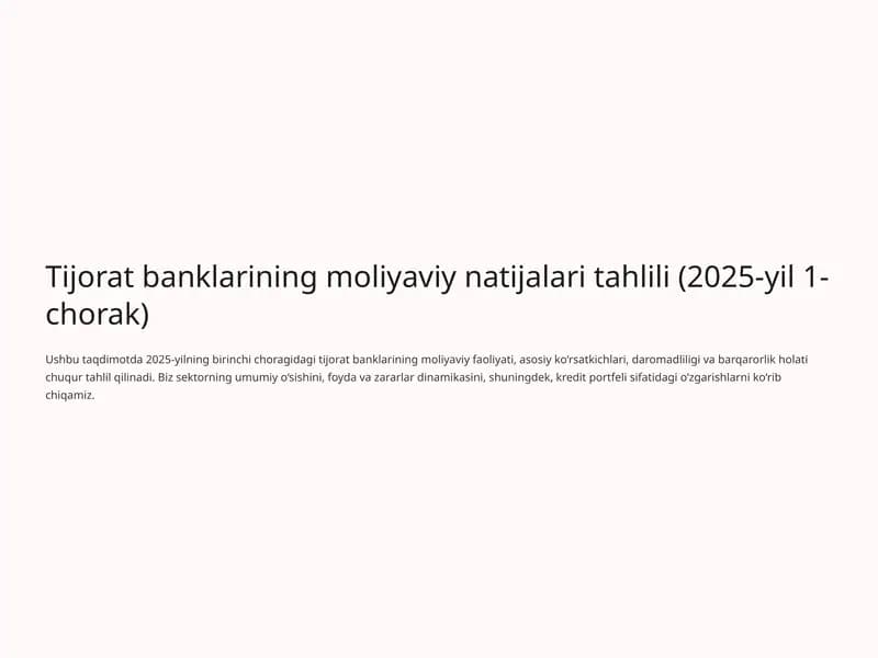 Tijorat banklarining moliyaviy natijalari tahlili