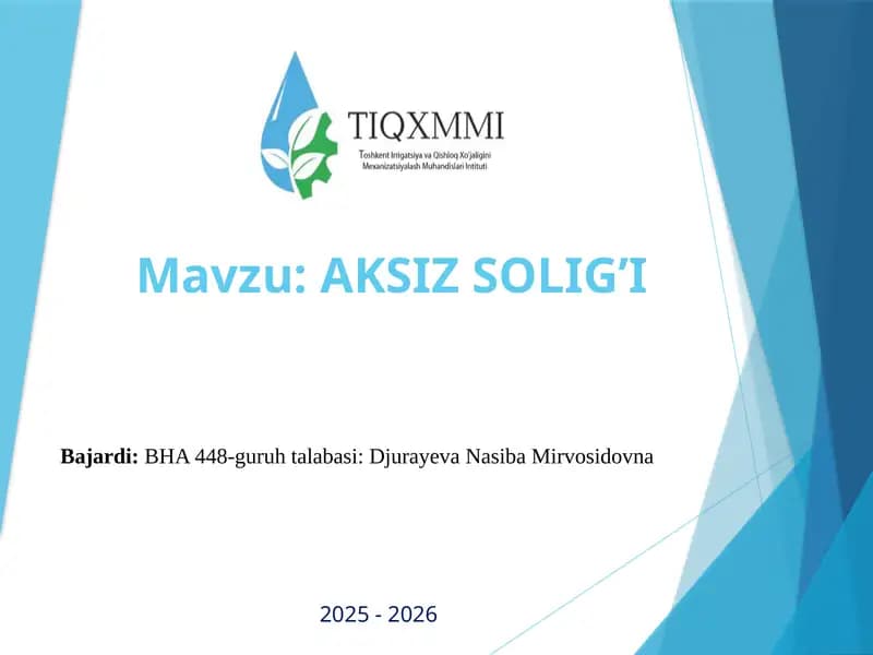 AKSIZ SOLIG’I
