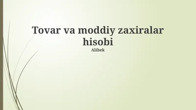 Mahsulotlar va materiallar inventarizatsiyasining asosiy usullari