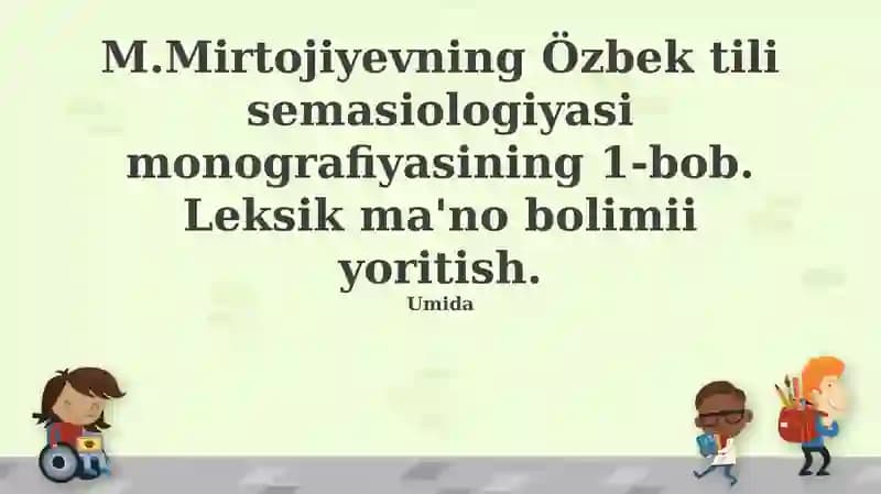 Özbek tili semasiologiyasi