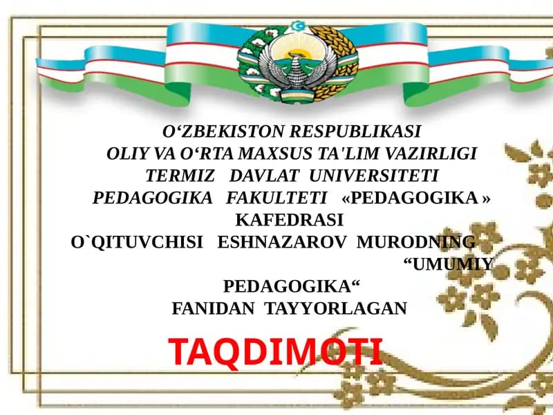 Pedagogik maxoratningasosiy komponentlari
