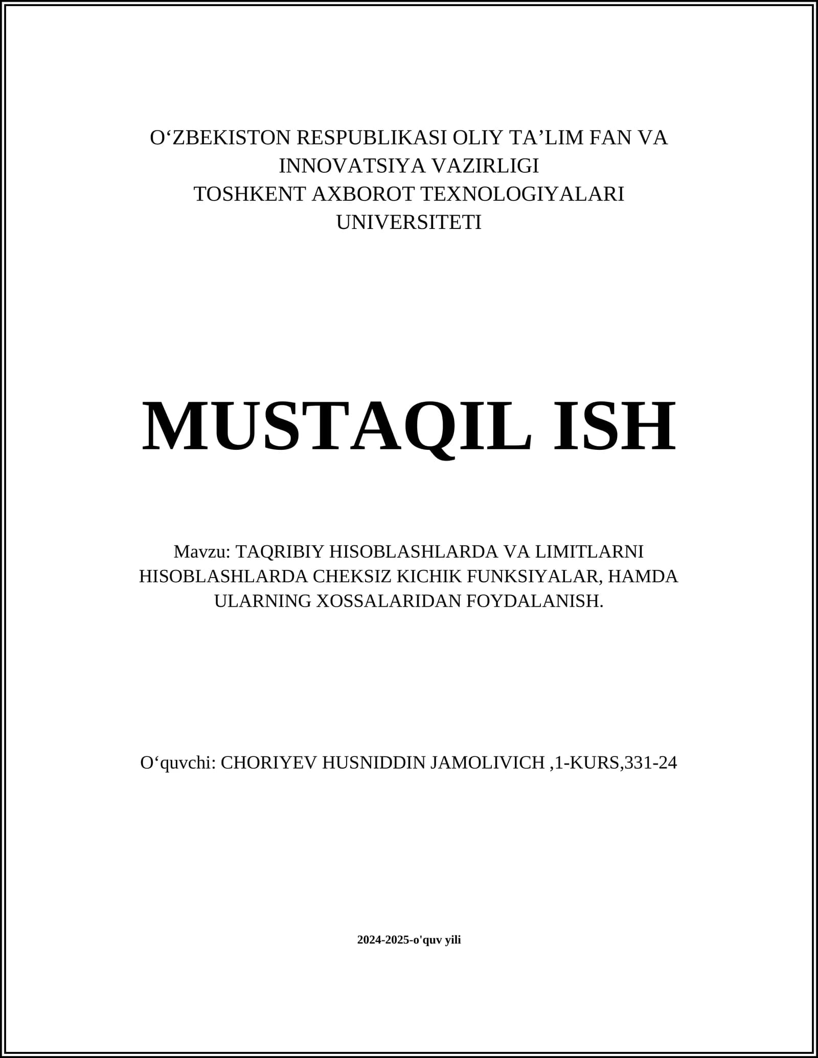 Cheksiz kichik funksiyalar