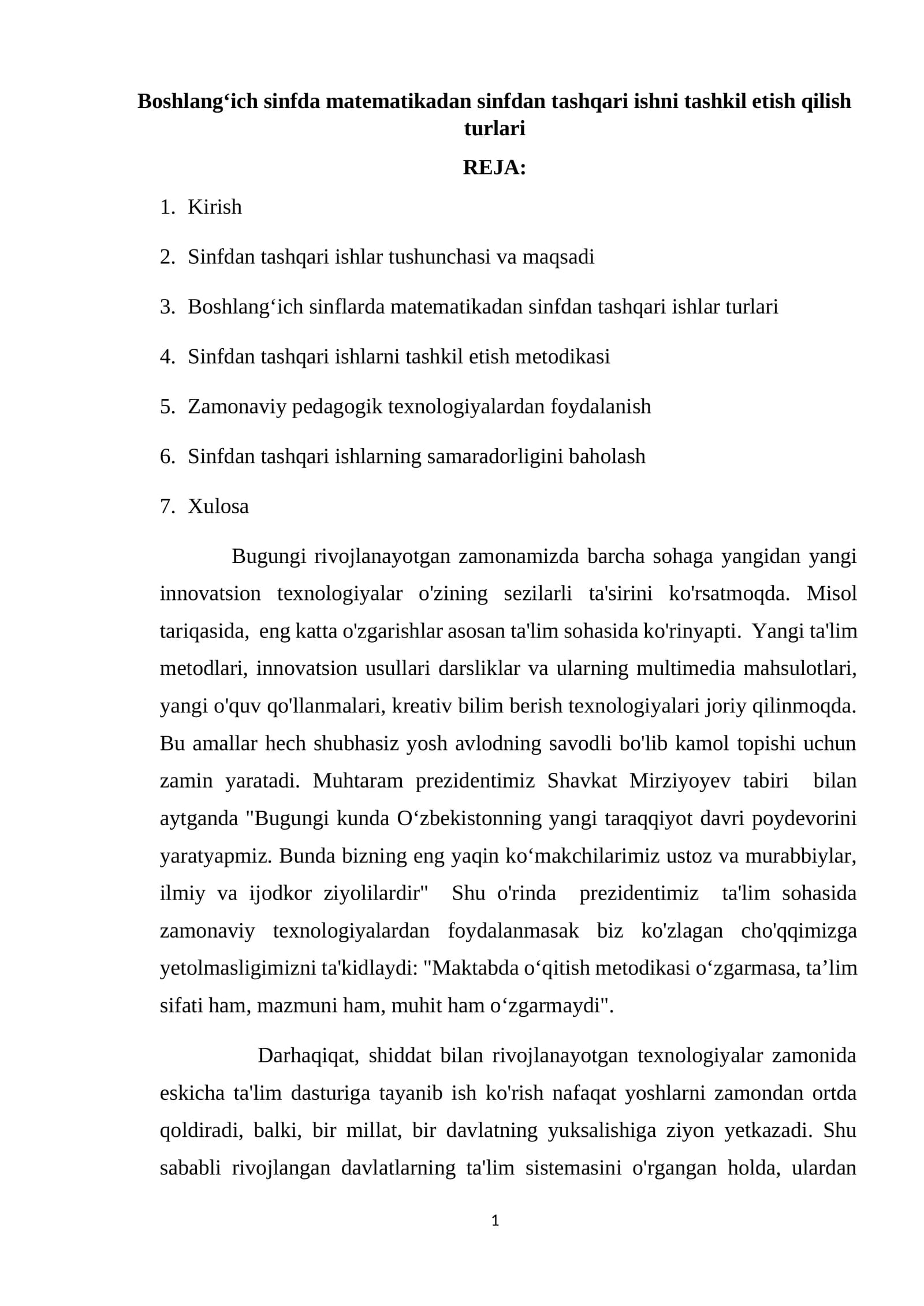 Boshlang‘ich sinfda matematikadan sinfdan tashqari ishni tashkil etish qilish turlari