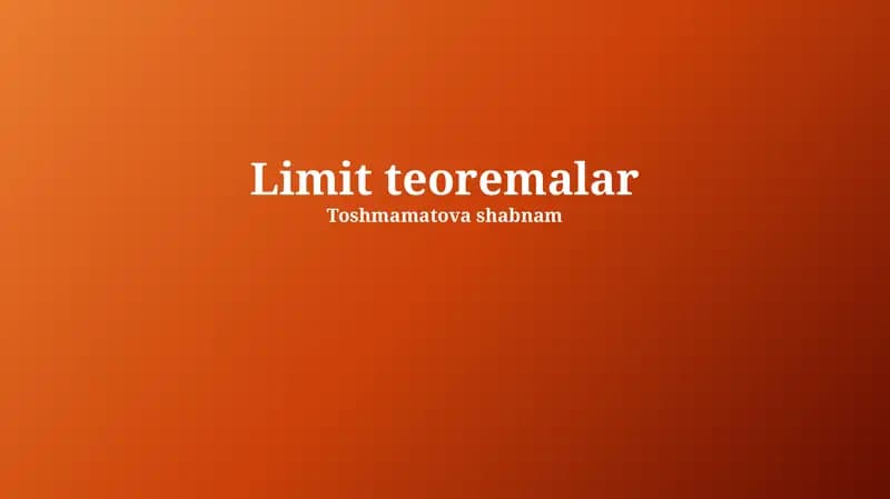 Limit teoremalar