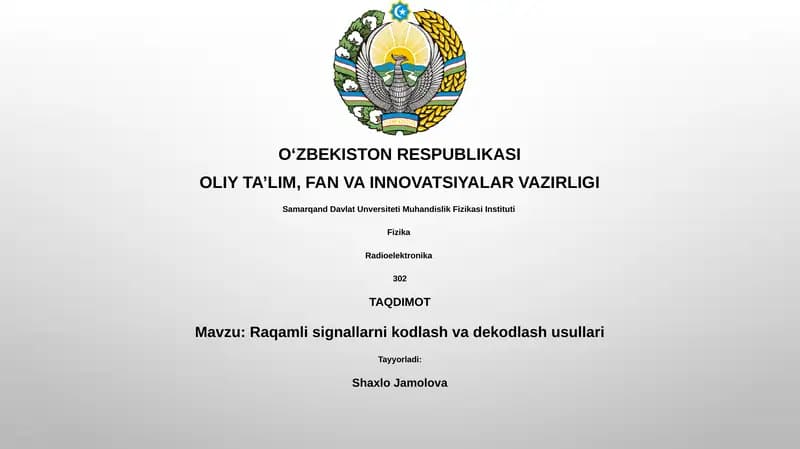 Raqamli signallarni kodlash va dekodlash usullari