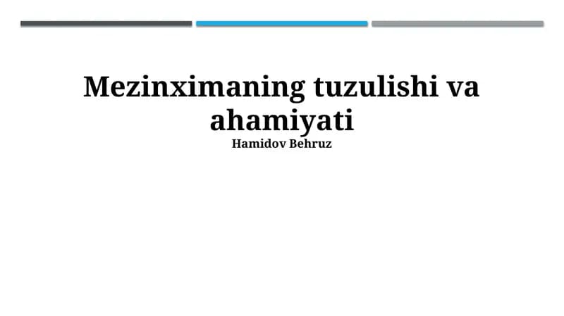 Mezinximaning tuzulishi va ahamiyati