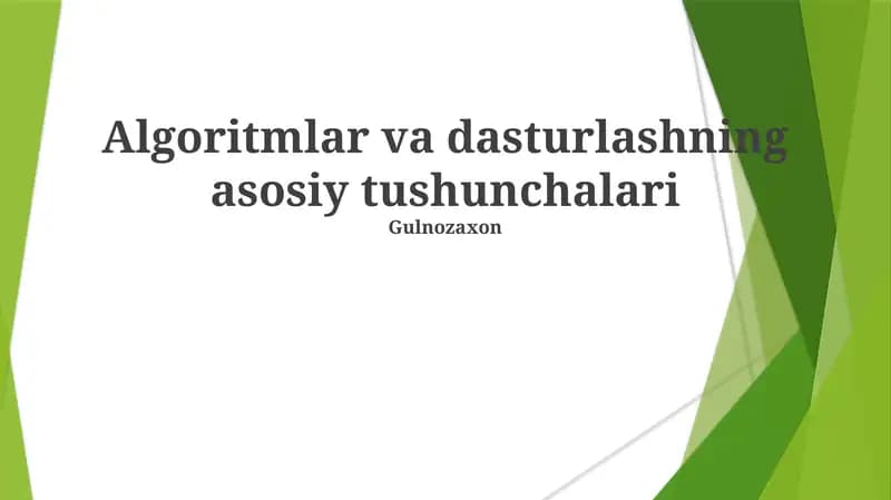 Algoritmlar va dasturlashning asosiy tushunchalari