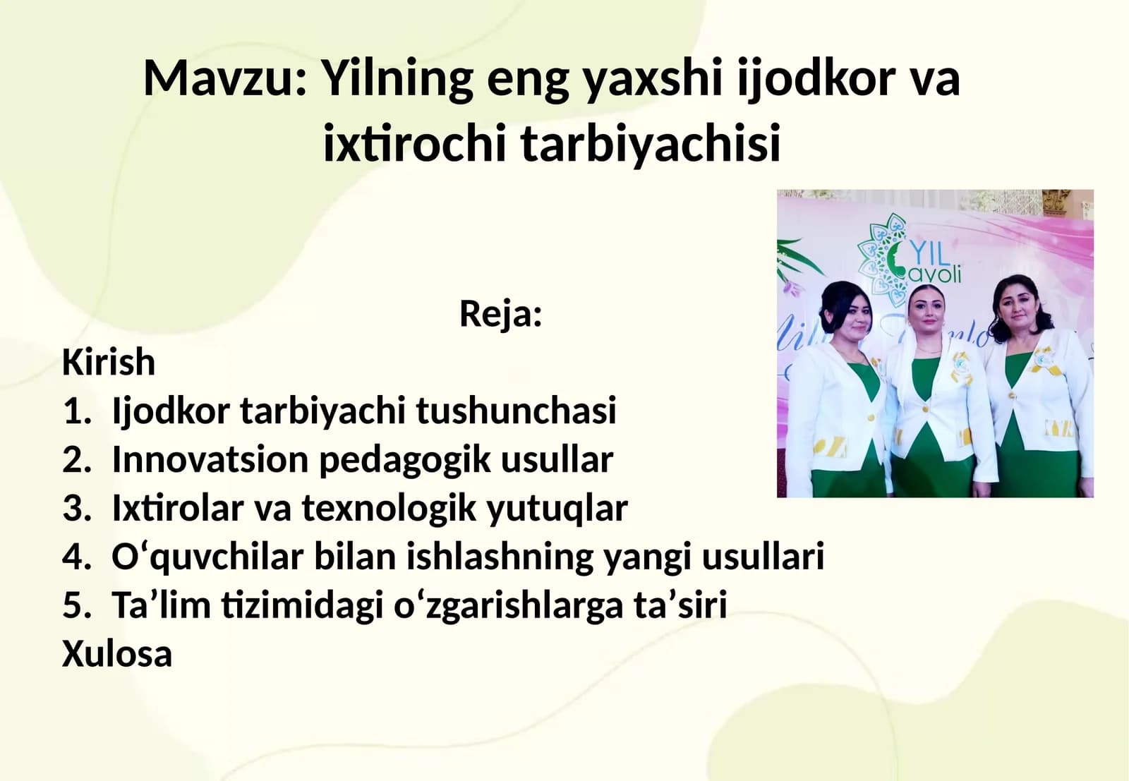 Yilning eng yaxshi ijodkor va ixtirochi tarbiyachisi