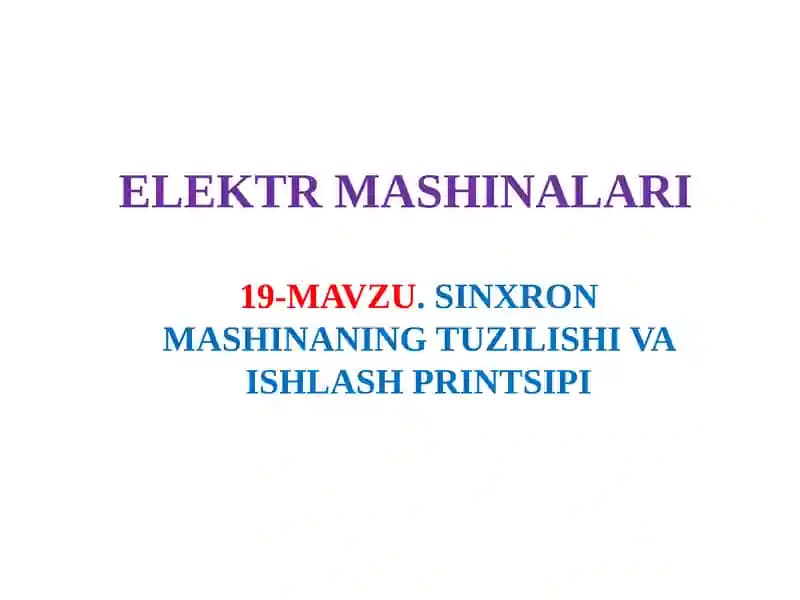 Sinxrоn Mashinalari