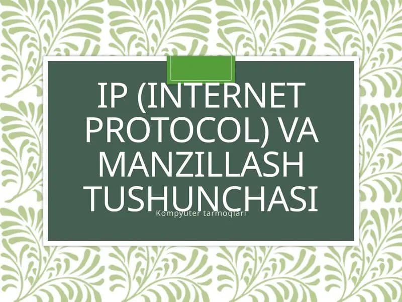 IP (Internet Protocol) va manzillash tushunchasi