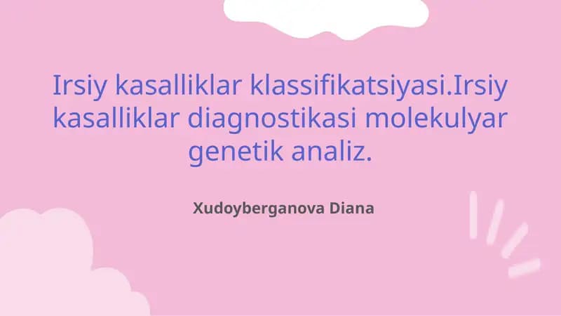 Irsiy kasalliklar klassifikatsiyasi