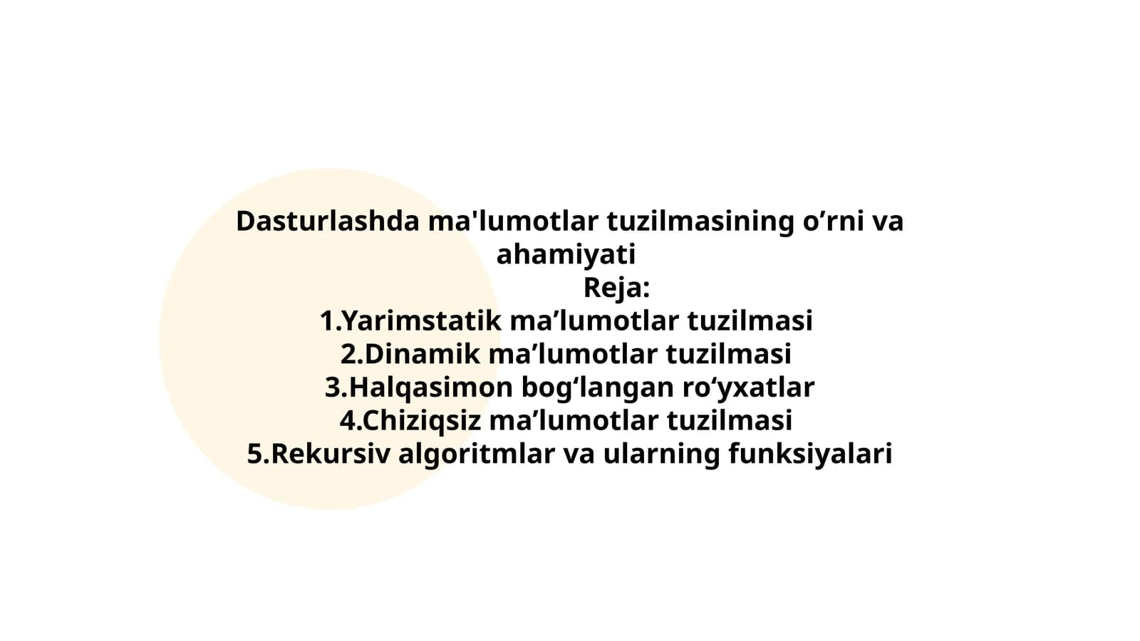 Dasturlashda ma'lumotlar tuzilmasining oʼrni va ahamiyati