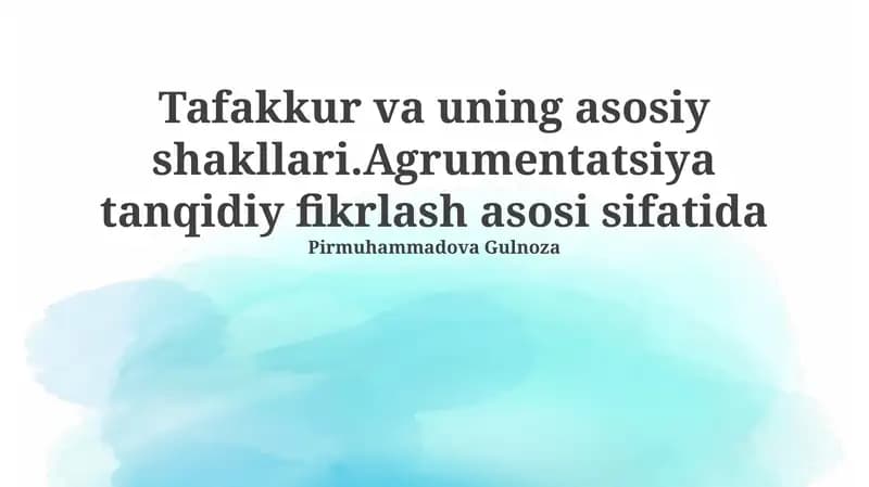 Tafakkur va uning asosiy shakllari