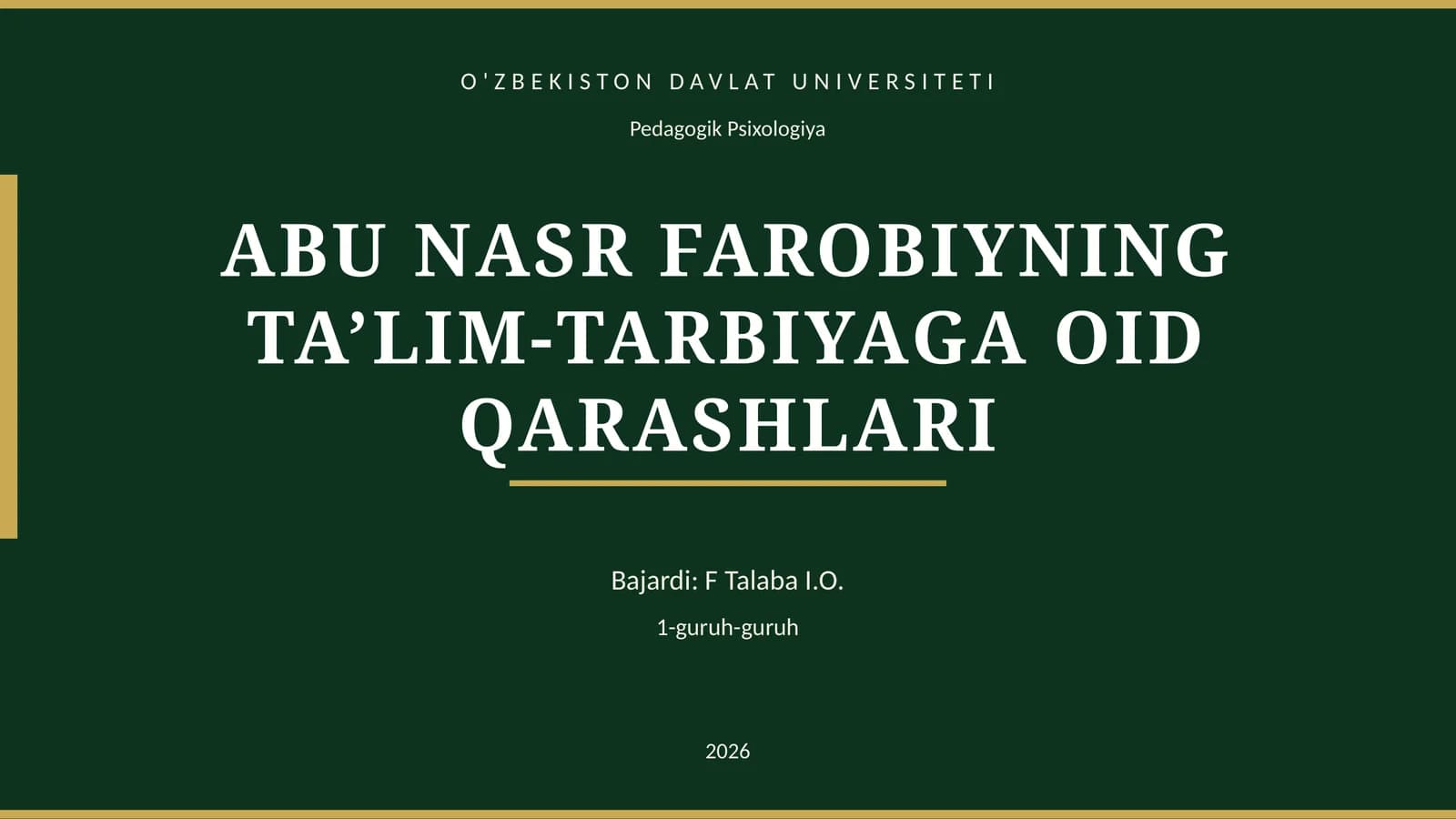 ABU NASR FAROBIYNING TA’LIM-TARBIYAGA OID QARASHLARI