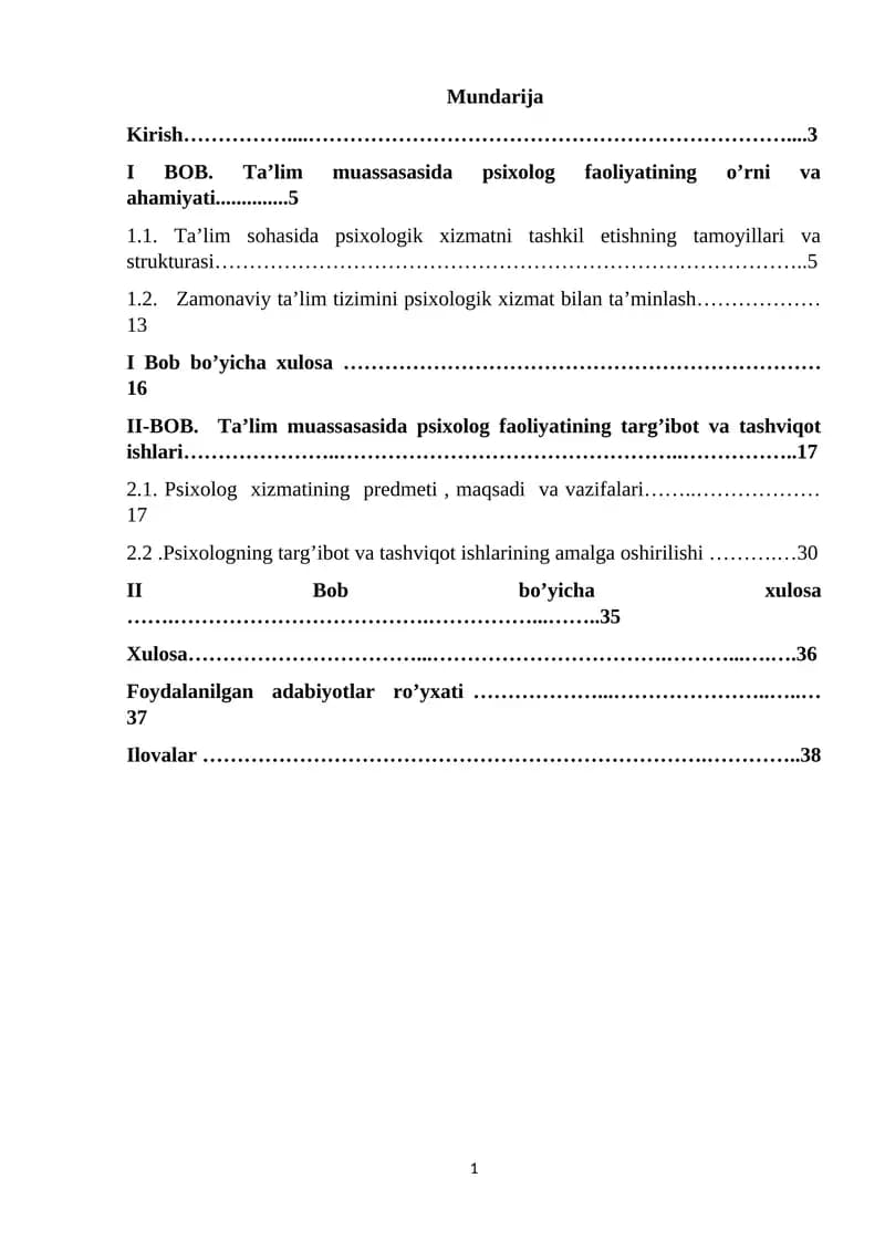 Ta'lim muassasasida psixolog faoliyatining o’rni va ahamiyati