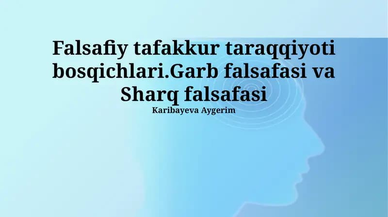 Falsafiy tafakkur taraqqiyoti bosqichlari