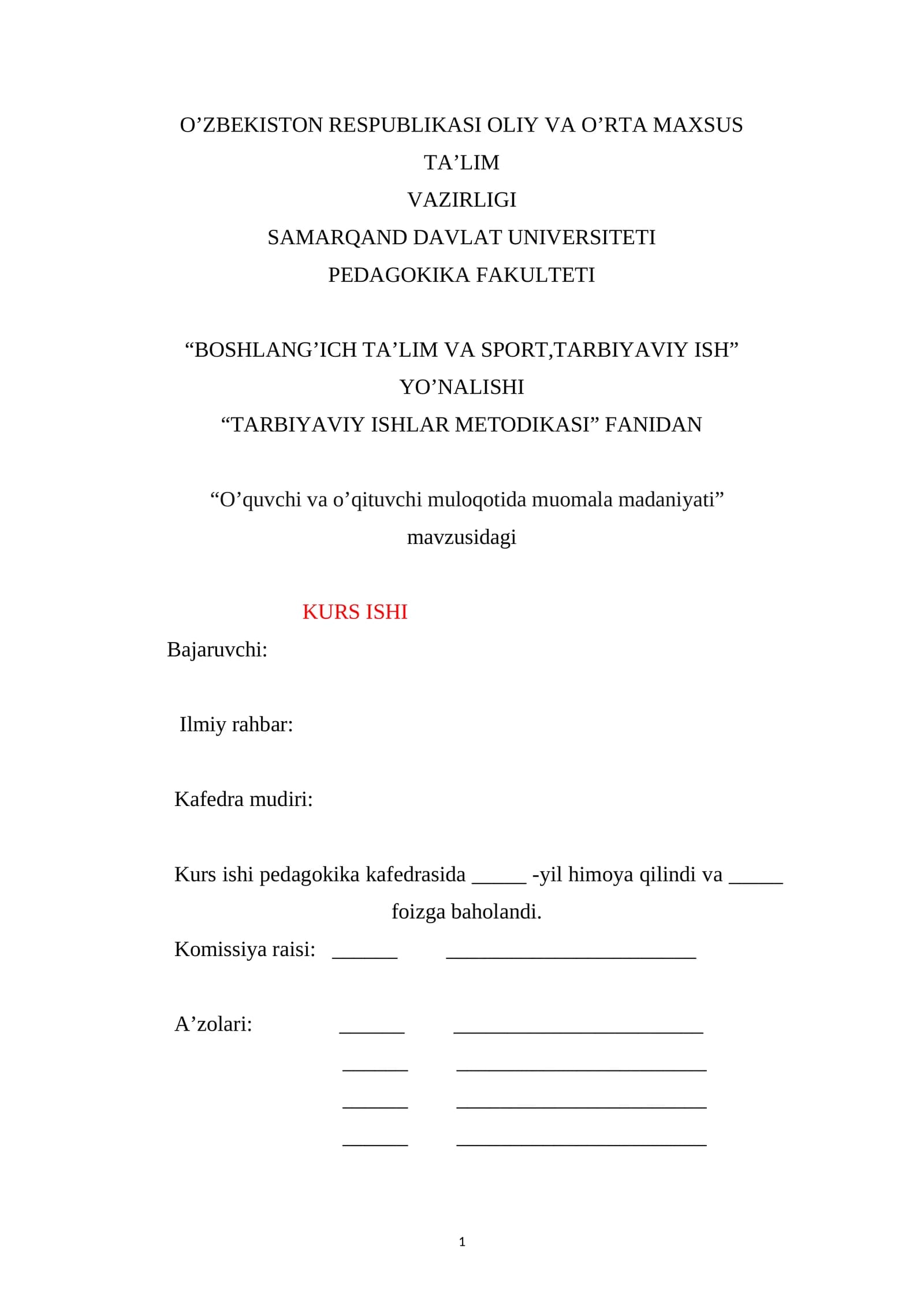 O’quvchi va o’qituvchi muloqotida muomala madaniyati