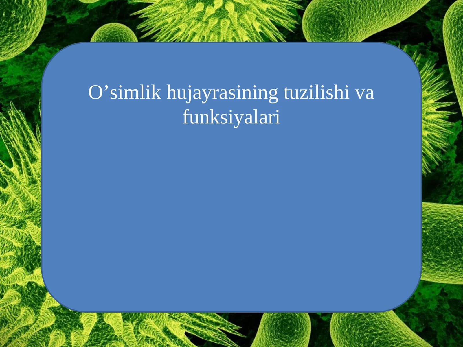 O’simlik hujayrasining tuzilishi va funksiyalari