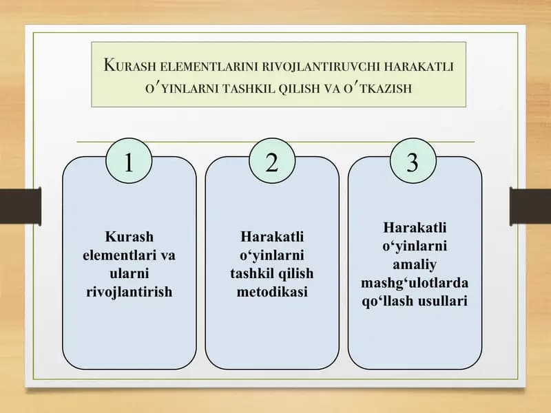 Kurash elementlari va ularni rivojlantirish