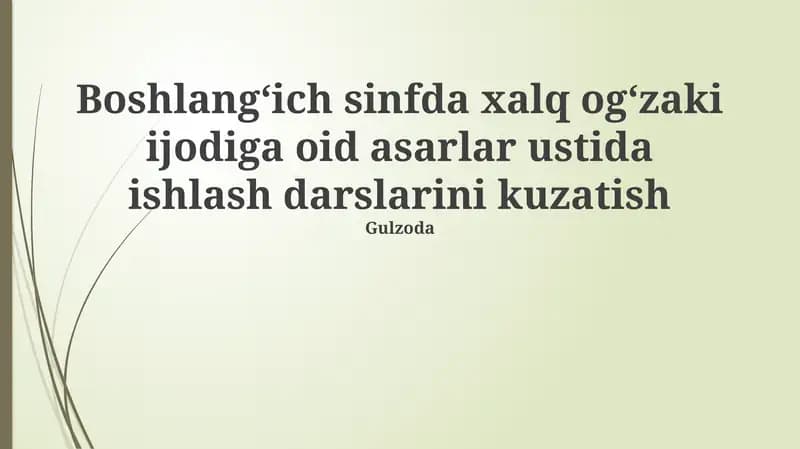 Folklor darslarini kuzatish