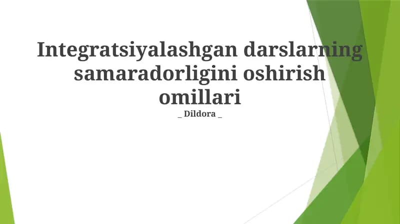 Integratsiyalashgan darslarning samaradorligini oshirish omillari