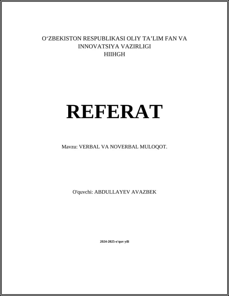 VERBAL VA NOVERBAL MULOQOT