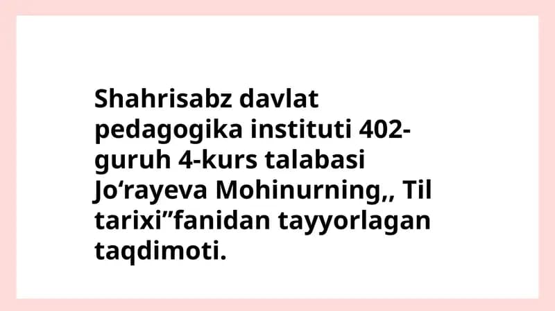 Tiltarixi fanida taqdimot