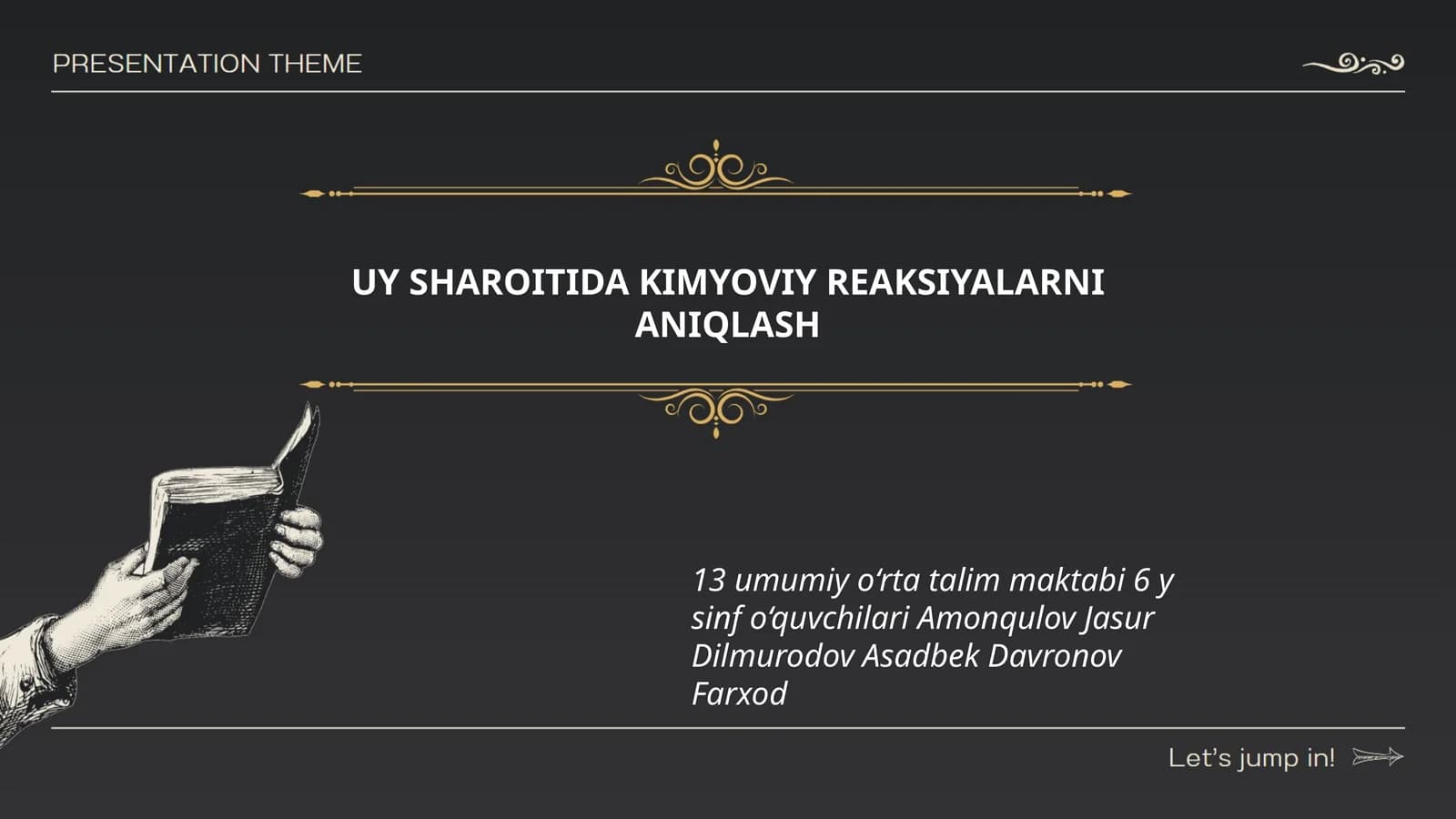 UY SHAROITIDA KIMYOVIY REAKSIYALARNI ANIQLASH