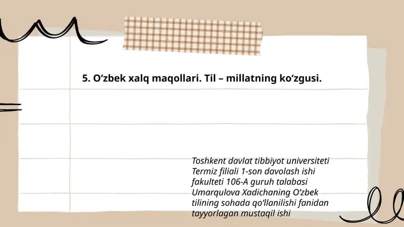 O‘zbek xalq maqollari. Til – millatning ko‘zgusi