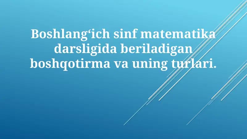 Boshlangʻich sinf matematika darsligi