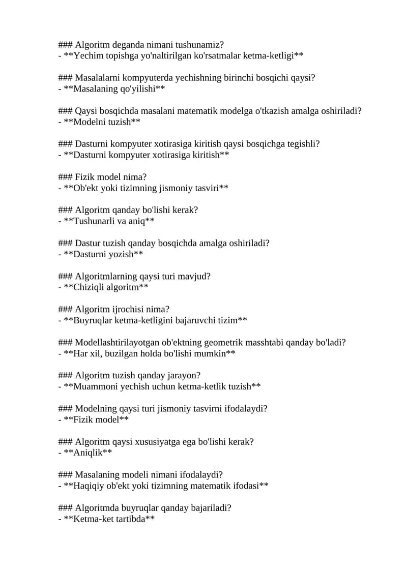 Algoritm deganda nimani tushunamiz?