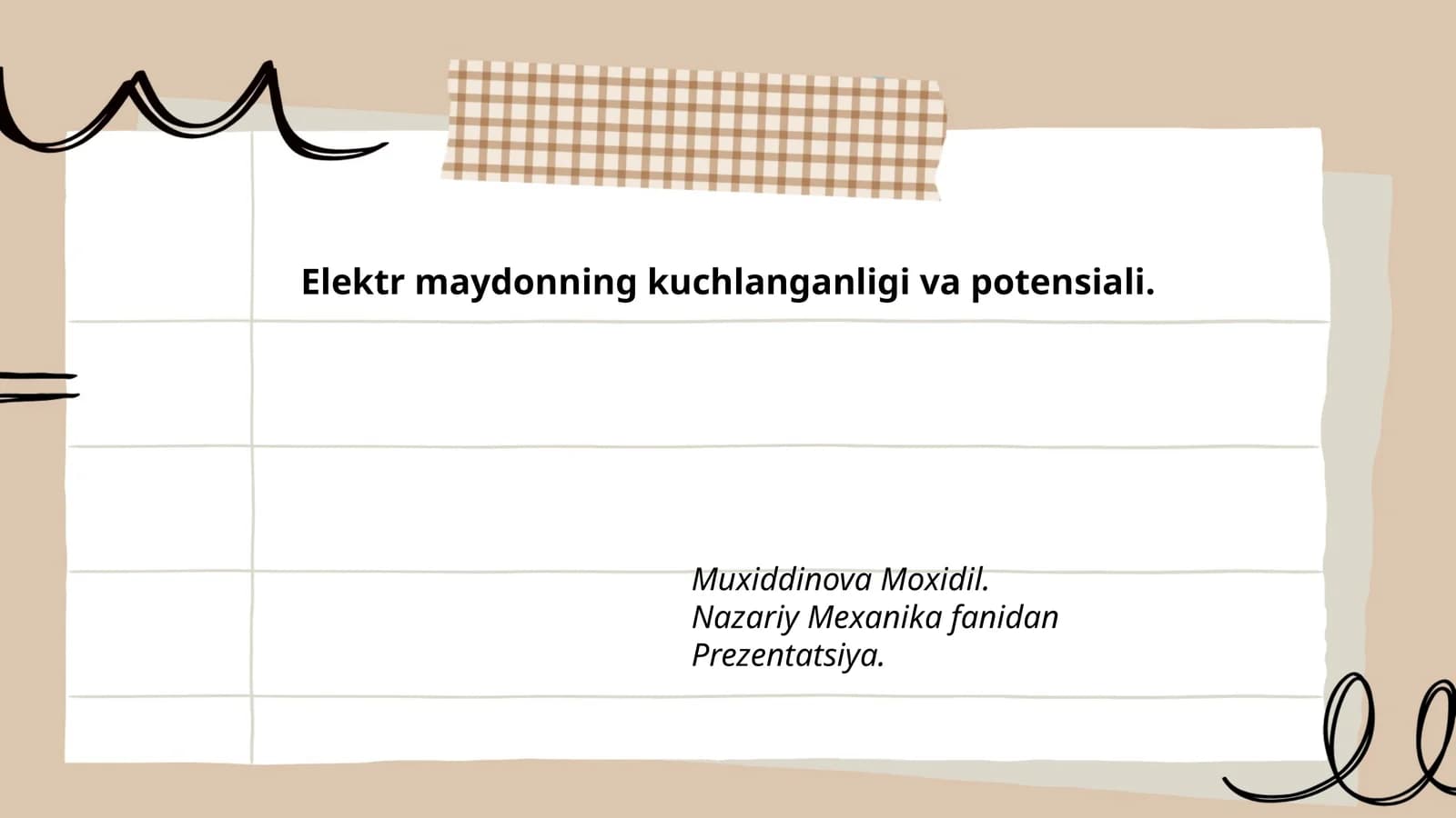 Elektr maydon kuchlanganligi va potensiali