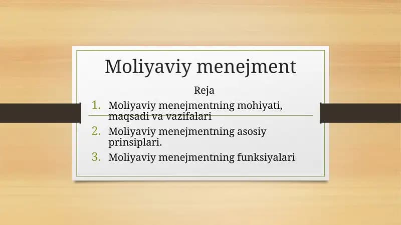 Moliyaviymenejment