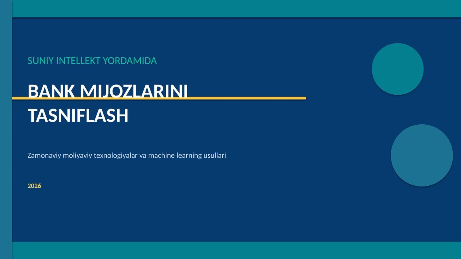 Bank mijozlarini tasniflash