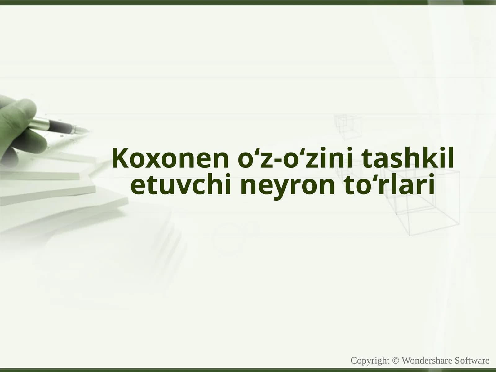 Kohonen o‘z-o‘zini tashkil etuvchi neyron to‘rlari