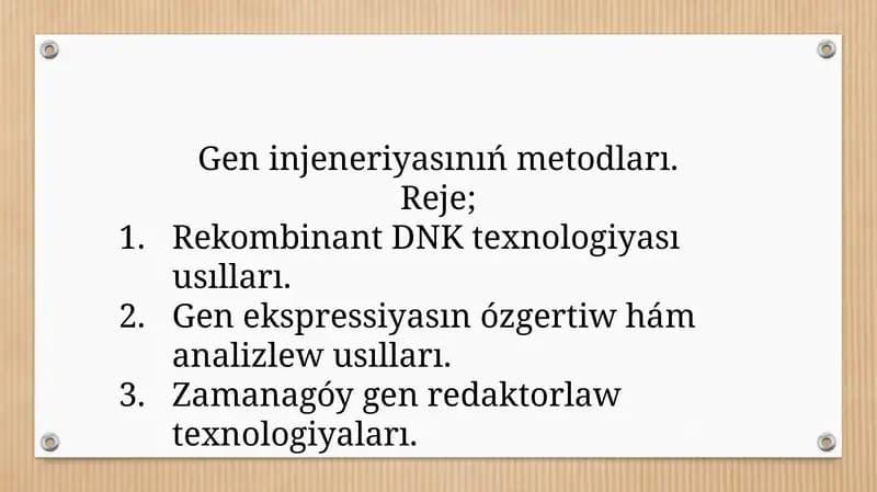 Gen injeneriyasınıń metodları
