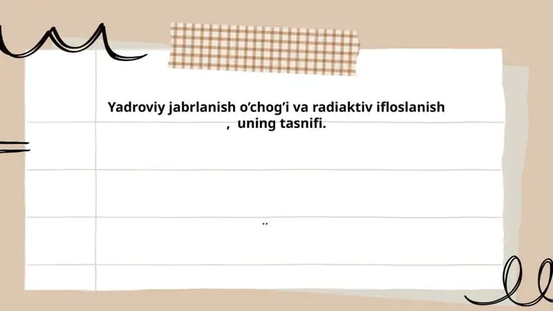 Yadroviy jabrlanish o’chog’i — tushuncha va asosiy xususiyatlari