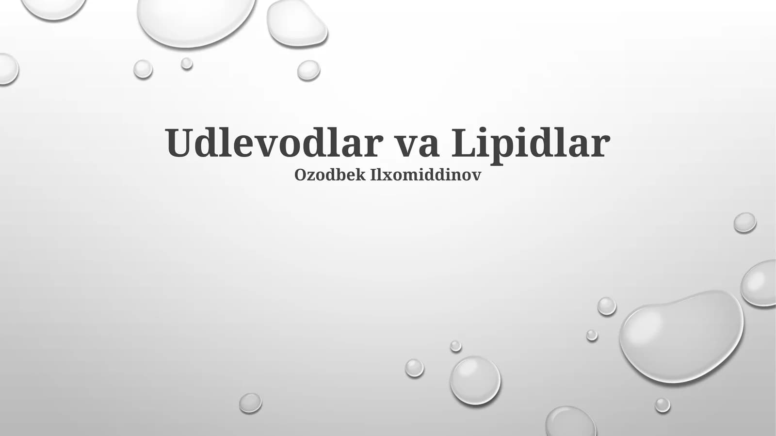 Udlevodlar va Lipidlar