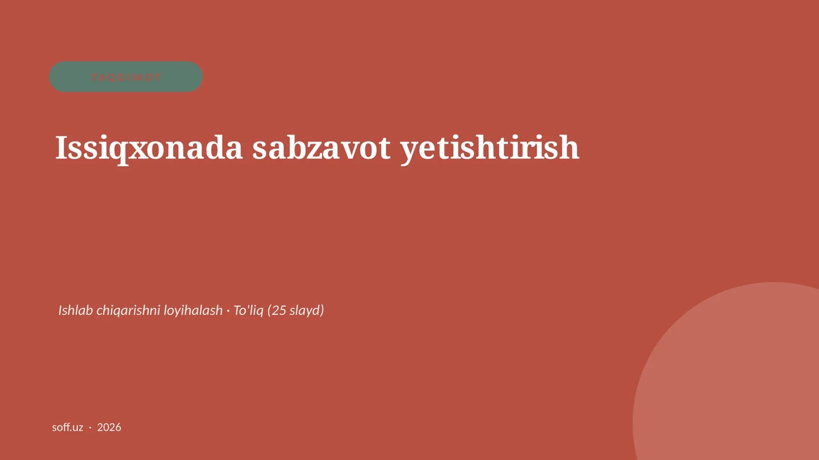 Issiqxonada sabzavot yetishtirish
