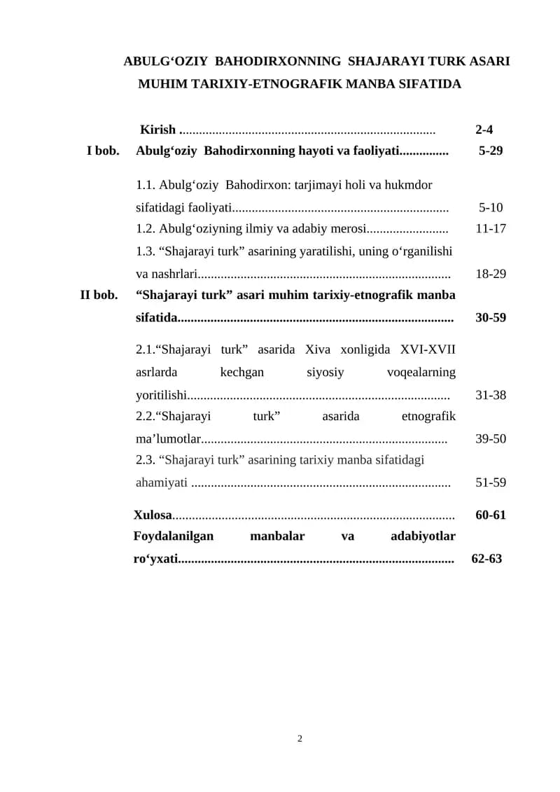 ABULG‘OZIY BAHODIRXONNING SHAJARAYI TURK ASARI MUHIM TARIXIY-ETNOGRAFIK MANBA SIFATIDA