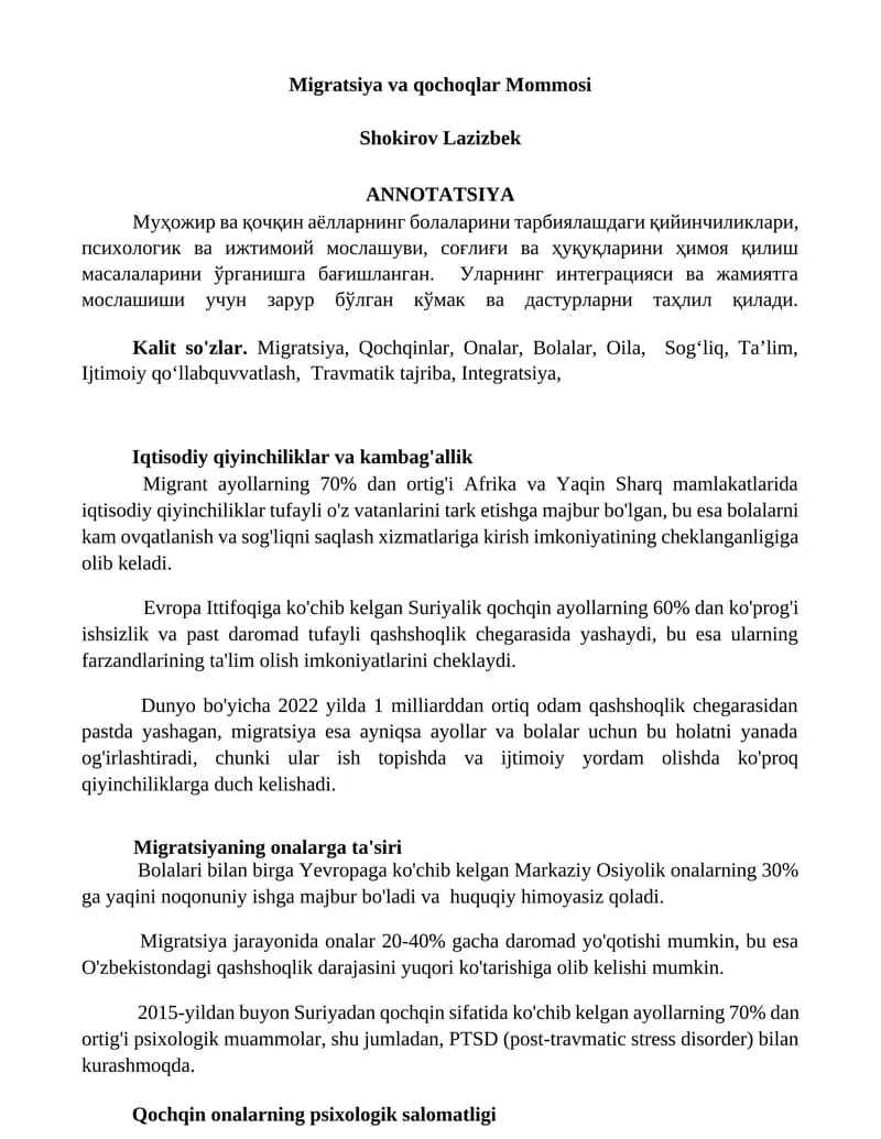 Migratsiya va qochoqlar Mommosi