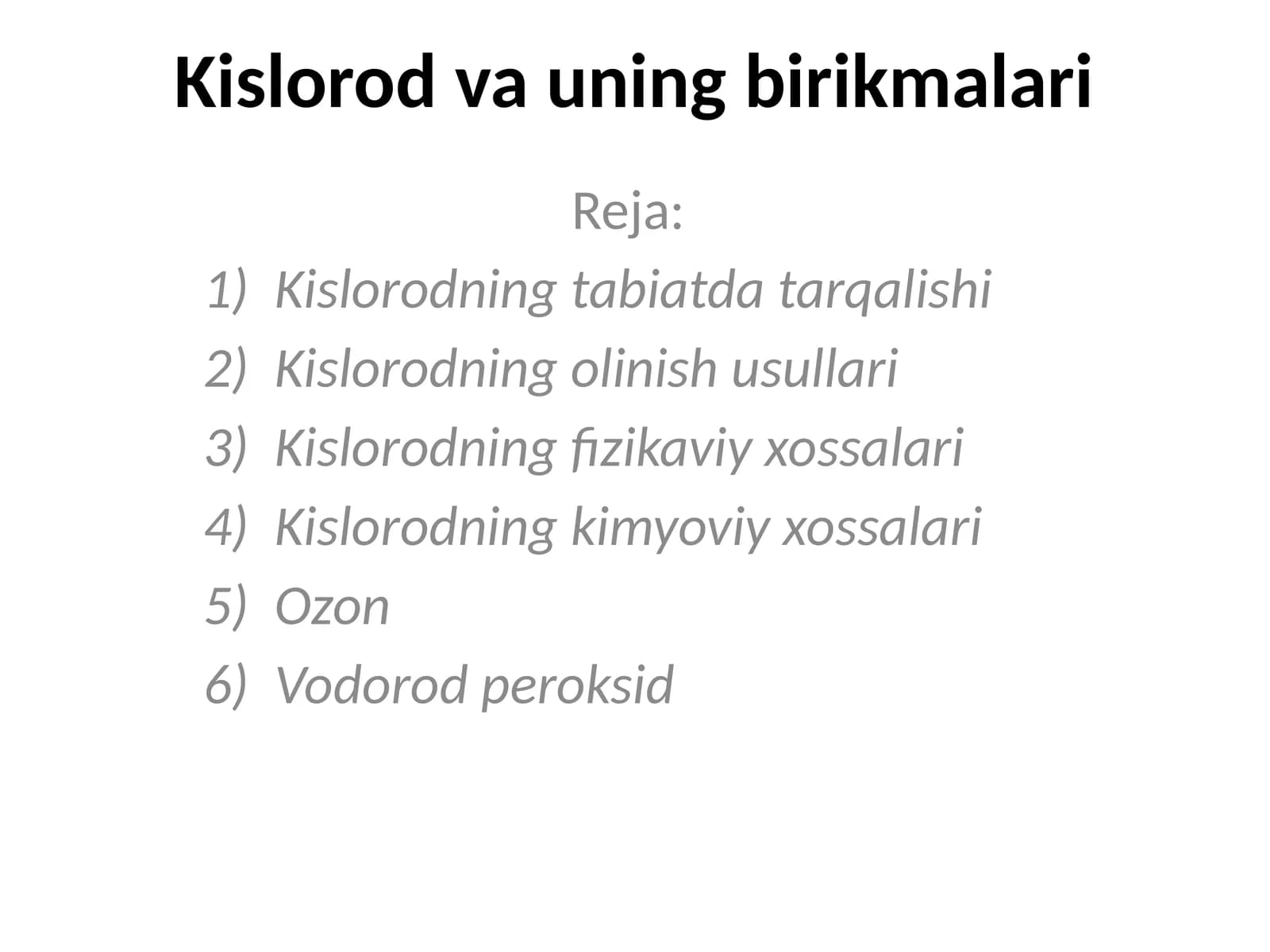 Kislorod va uning birikmalari
