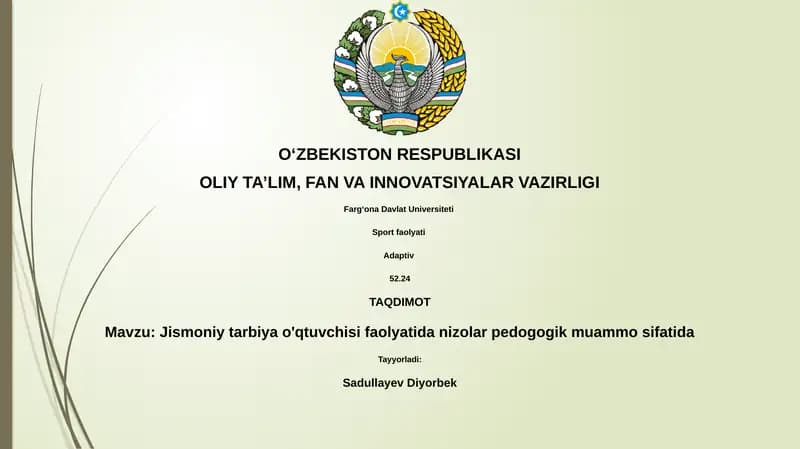 Jismoniy tarbiya o'qituvchisi faolyatida nizolar pedogogik muammo sifatida
