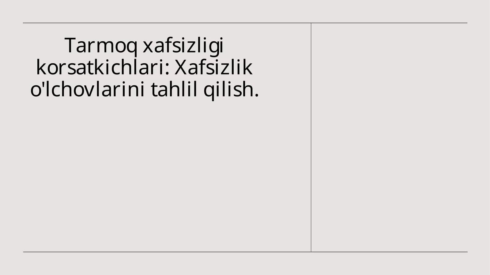 Tarmoq xavfsizligi ko'rsatkichlari