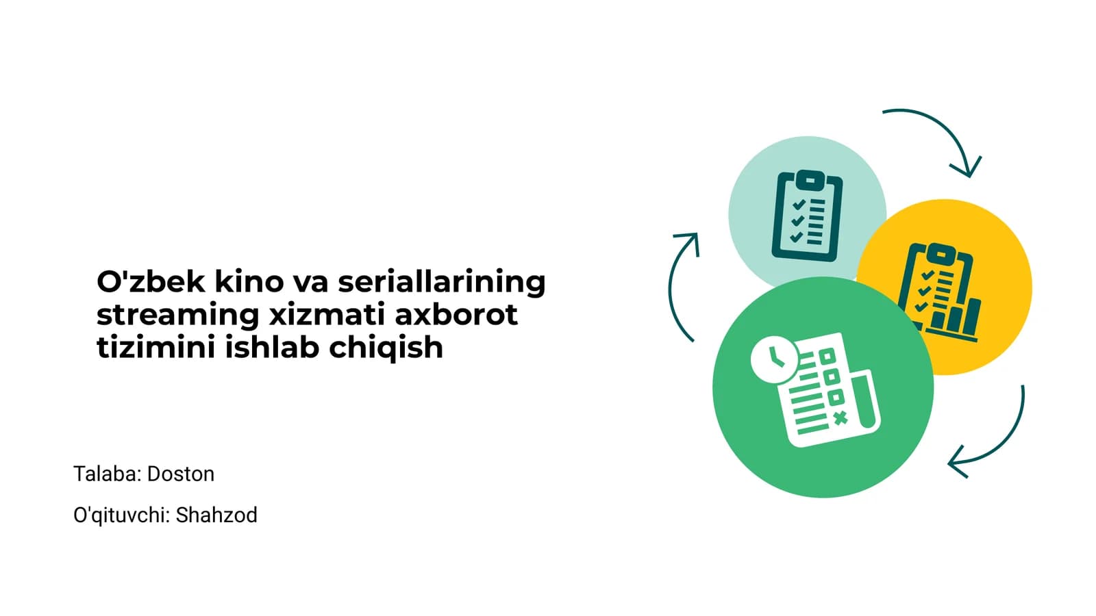O'zbek kino va seriallarining streaming xizmati axborot tizimini ishlab chiqish