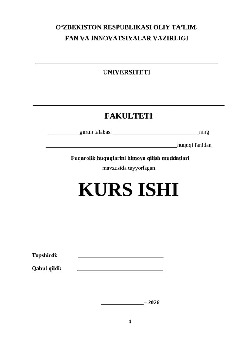 Fuqarolik huquqlarini himoya qilish muddatlari