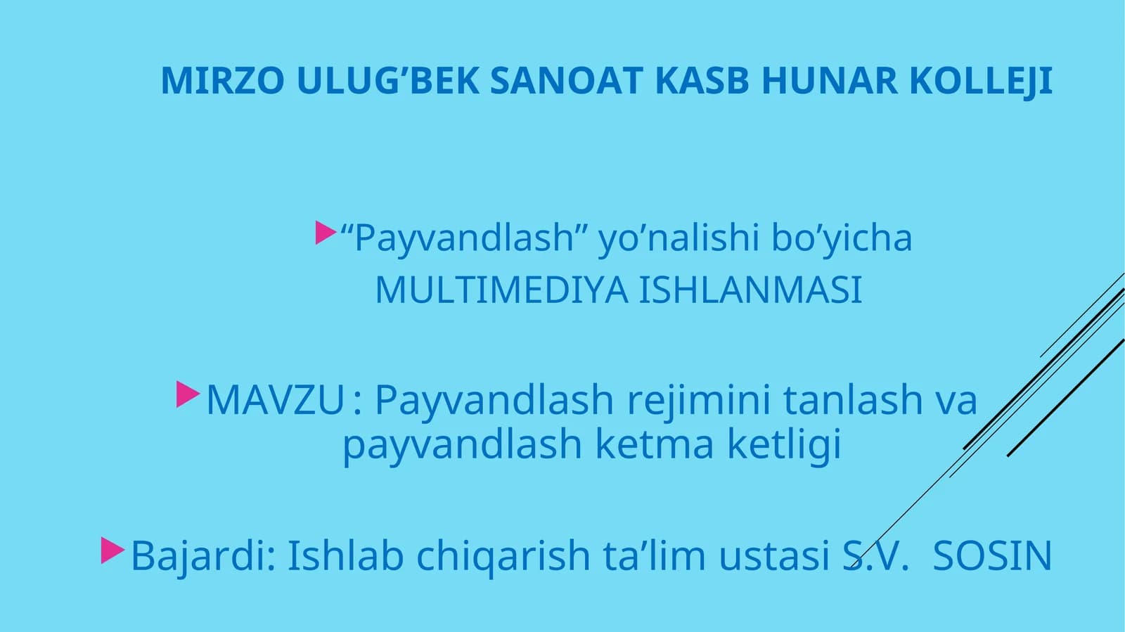 Payvandlash rejimini tanlash va payvandlash ketma ketligi