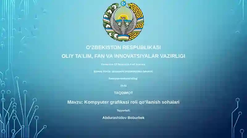Kompyuter grafikasi roli qoʻllanish sohalari