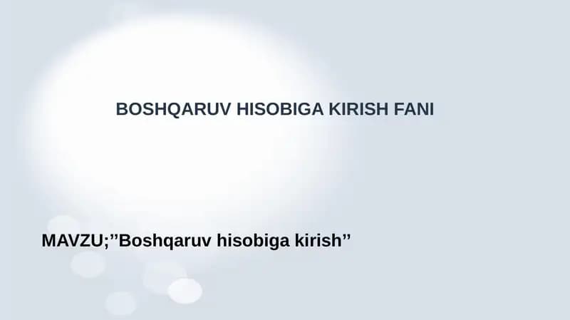Boshqaruv hisobiga kirish