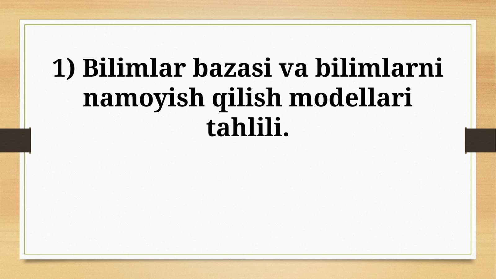 Bilimlar Bazasini Tahlil Qilish